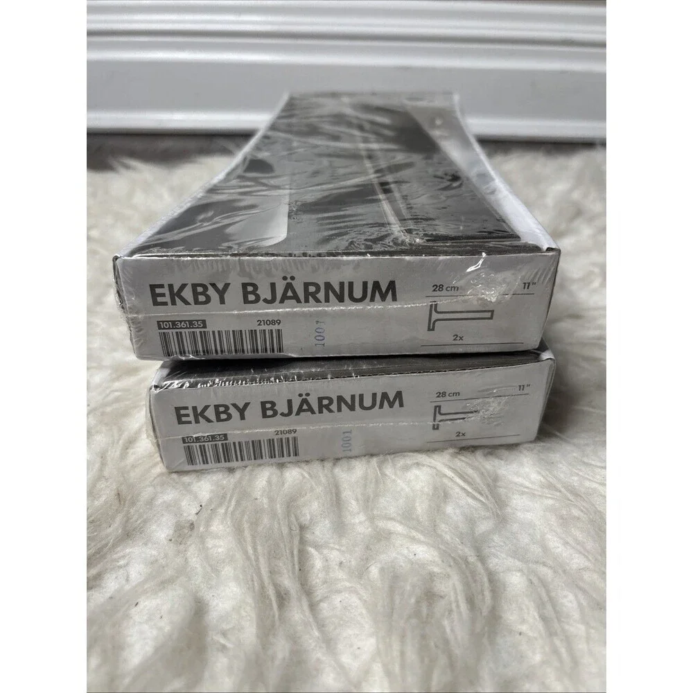 IKEA EKBY BJÄRNUM Shelf Brackets Stainless Steel 11” 28cm NEW Sealed Lot of 2